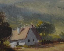 Olvashatatlan (Harn?) jelzéssel: Virágzó fa. Olaj, karton. Dekoratív, üvegezett fakeretben, 12,5x18 ...