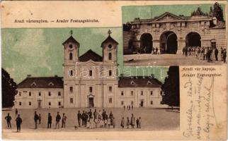 1900 Arad, vártemplom, vár kapuja / castle church, castle gate (vágott / cut)