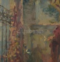 Gergely Imre (1868-1957): Virágok közt. Olaj, vászon. Jelezve balra lent. Dekoratív, kissé sérült fa...