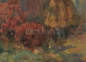 Gergely Imre (1868-1957): Virágok közt. Olaj, vászon. Jelezve balra lent. Dekoratív, kissé sérült fa...