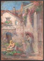 Gergely Imre (1868-1957): Virágpiac. Olaj, fa. Jelezve balra lent. 35,5×25 cm.