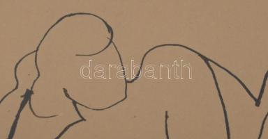 Jelzés nélkül, 2 db mű: Fekvő női akt. Tus, papír, üvegezett fakeretben. 27×36,5 cm