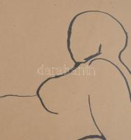 Jelzés nélkül, 2 db mű: Fekvő női akt. Tus, papír, üvegezett fakeretben. 27×36,5 cm