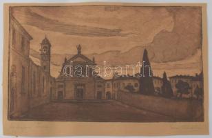 Dési Huber István (1895-1944): Milano. Rézkarc, papír, jelzett, üvegezett fakeretben. 15x23 cm