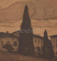 Dési Huber István (1895-1944): Milano. Rézkarc, papír, jelzett, üvegezett fakeretben. 15x23 cm