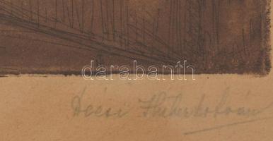 Dési Huber István (1895-1944): Milano. Rézkarc, papír, jelzett, üvegezett fakeretben. 15x23 cm