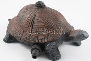 Öntöttvas teknős figurális locsoló, cső rászerelhető, hibátlan, h: 28 cm