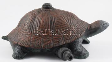 Öntöttvas teknős figurális locsoló, cső rászerelhető, hibátlan, h: 28 cm