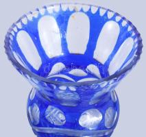 Kéken pácolt kristály váza ezüst (Ag) talapzatban, jelzett, ragasztott, lepattanással, m: 26,5 cm