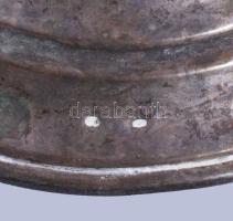 Kéken pácolt kristály váza ezüst (Ag) talapzatban, jelzett, ragasztott, lepattanással, m: 26,5 cm