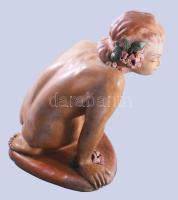 Dr. Rank Rezső: Támaszkodó női akt. cca 1920-1935, restaurált, sérüléssel, jelzés nélkül, m: 34,5 cm