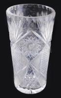 Ólomkristály váza, gazdagon csiszolt mintával, hibátlan, m: 22,5 cm