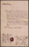 1871 Nagymegyer, magyar nyelvű kézzel írt okmány hiányos viaszpecséttel