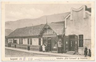 1927 Lupény, Lupeni; Libraria Jiul Cultural si Primaria / üzlet és kiadó, városháza / shop and publishing house, town hall (fl)