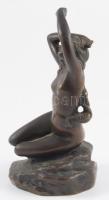 Franz Seifert után: Nyújtózkodó akt. Patinázott bronz, jelzés nélkül, m: 17,5 cm