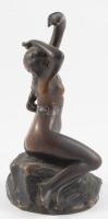 Franz Seifert után: Nyújtózkodó akt. Patinázott bronz, jelzés nélkül, m: 17,5 cm