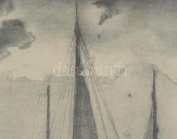 Szentgyörgyvári Gyenes Lajos (1890-1971): Venezia, Giudecca (Velencei gondolás és vitorlások). Rézka...