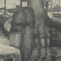 Szentgyörgyvári Gyenes Lajos (1890-1971): Venezia, Giudecca (Velencei gondolás és vitorlások). Rézka...