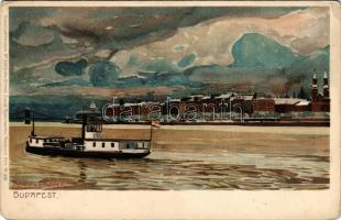 Budapest, Lánchíd, gőzhajó télen. Kuenstlerpostkarte No. 2073. von Ottmar Zieher Kunstanstalt litho s: Raoul Frank (EM)