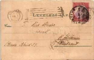 1925 Budapest VIII. Kerepesi út és Népszínház, hirdetőoszlop. Kuenstlerpostkarte No. 1846. von Ottma...