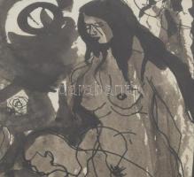 Lukács János (1952-): Illusztráció Madách Az ember tragédiája c. művéhez, 1995. Lavírozott tus, papí...