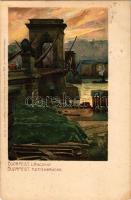1939 Budapest V. Lánchíd. Kuenstlerpostkarte No. 2308. von Ottmar Zieher No. 586. litho s: Raoul Frank (EK)
