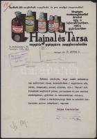 1947 Bp., Hajnal és Társa vegyi- és gyógyáru nagykereskedése fejléces levélpapírjára írt levél