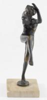 Josef Lorenzl (1892-1950): Art deco táncosnő. Patinázott bronz, márvány talapzaton, jelzés nélkül, m...