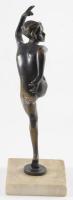 Josef Lorenzl (1892-1950): Art deco táncosnő. Patinázott bronz, márvány talapzaton, jelzés nélkül, m...