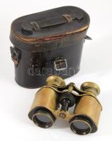 Lumax antik színházi távcső, sérült bőr tokjában, 12x10 cm