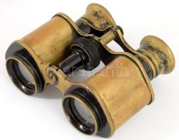 Lumax antik színházi távcső, sérült bőr tokjában, 12x10 cm