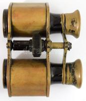 Lumax antik színházi távcső, sérült bőr tokjában, 12x10 cm