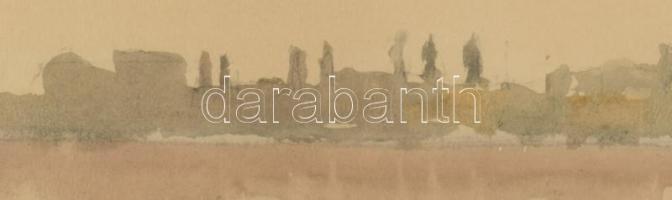 Dobroszláv Lajos (1902-1987): Vízparti táj. Akvarell, papír, jelezve jobbra lent. Dekoratív, üvegeze...