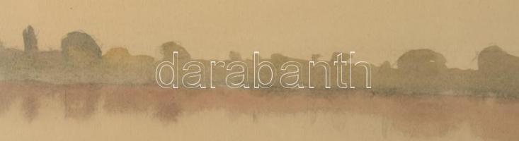 Dobroszláv Lajos (1902-1987): Vízparti táj. Akvarell, papír, jelezve jobbra lent. Dekoratív, üvegeze...