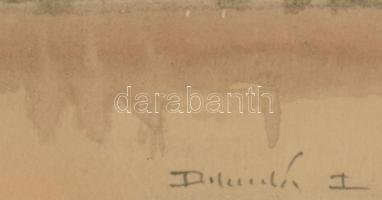 Dobroszláv Lajos (1902-1987): Vízparti táj. Akvarell, papír, jelezve jobbra lent. Dekoratív, üvegeze...