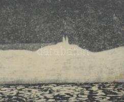 Simon Zoltán (1950-): Tihany. Rézkarc, papír, jelzett, 19×26 cm, lapszéli néhány kevés apró folttal,...