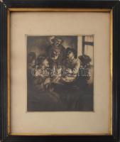 Jelzés nélkül: Asztaltársaság. Rézkarc, papír, jelzett, 19×16,5 cm, lapszéli néhány kevés apró folttal, üvegezett fakeretben.