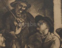 Jelzés nélkül: Asztaltársaság. Rézkarc, papír, jelzett, 19×16,5 cm, lapszéli néhány kevés apró foltt...