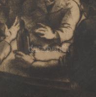 Jelzés nélkül: Asztaltársaság. Rézkarc, papír, jelzett, 19×16,5 cm, lapszéli néhány kevés apró foltt...