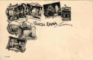 Miskolc, Forstné Váncza Emma fényképészeti műterme, váróterem, öltöző, bejárat, műterem, belsők. Art Nouveau, floral (fl)