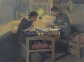 Olvashatatlan jelzéssel: I. világháborús magyar katona, Krasznojarszk, 1916. Akvarell, papír, üvegezett fakeretben. 23,5x32 cm