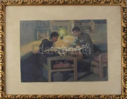 Olvashatatlan jelzéssel: I. világháborús magyar katona, Krasznojarszk, 1916. Akvarell, papír, üvegez...