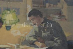 Olvashatatlan jelzéssel: I. világháborús magyar katona, Krasznojarszk, 1916. Akvarell, papír, üvegez...