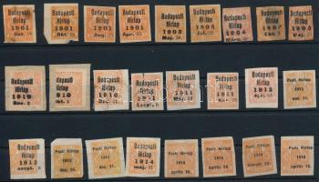 1901-1914 25 db Hírlapbélyeg Budapesti Hírlap előérvénytelenítéssel