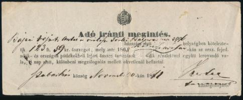 1871 Szatmár, adó iránti megintés