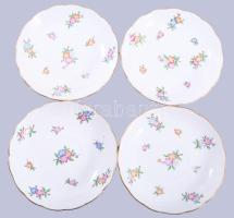 Herendi 4 darab virágmintás csészealj, jelzett, minimális kopással, d: 15,5 cm