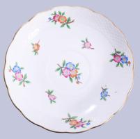 Herendi 4 darab virágmintás csészealj, jelzett, minimális kopással, d: 15,5 cm
