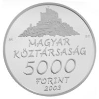2003. 5000Ft Ag "Hollókő" kapszulában, tanúsítvánnyal (31,46g/0,925/38,61mm) T:PP