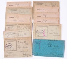 1943 12 db II. világháborús tábori posta levelezőlap Oroszországból küldve, az egyik rajzos, változó állapotban