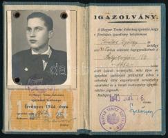 1943 Magyar Tenisz Szövetség fényképes igazolványa a Salgótarjáni VSE versenyzője részére